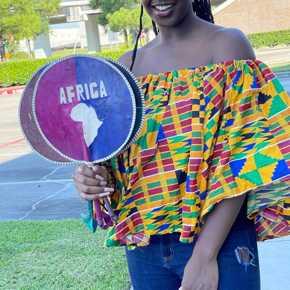 Real leather African hand fan - Picture 2 of 7